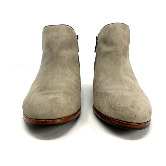 Sam Edelman Boots Womens 6.5 Petty Putty Taupe Suede Ankle Bootie Block Heels - Picture 2 of 16